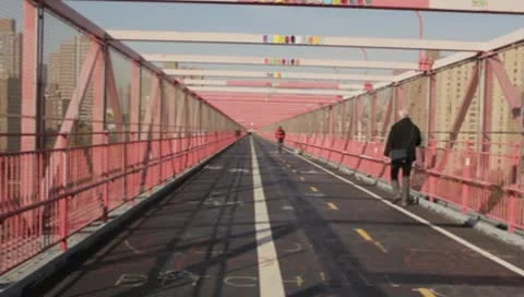 Bikers on Williamsburg Bridge Stock Footage 8995865