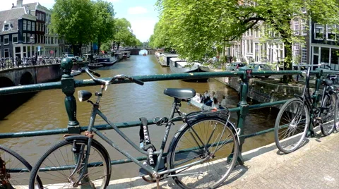 Bikes in Amsterdam Holland Stock Footage 64424840