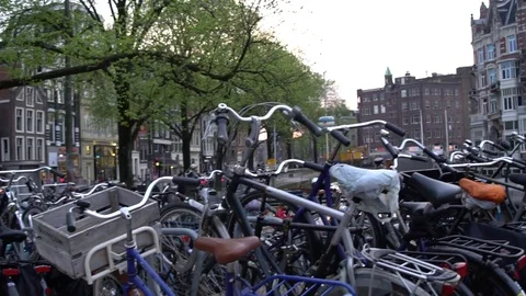 Bikes in Amsterdam, Netherlands 스톡 동영상 76570820