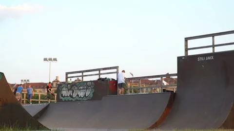 Bikes and scooter on the ramp Stock Footage 64683077