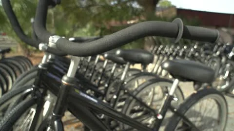 Bikes in bike rack Stock Footage 10871026