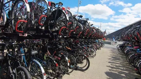 Bikes bikes bikes in Amsterdam Video stock 115491981