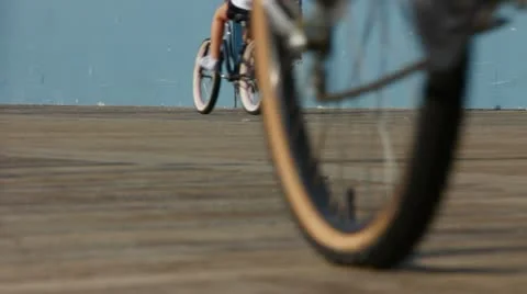 Bikes on Boardwalk Close-up Stock Footage