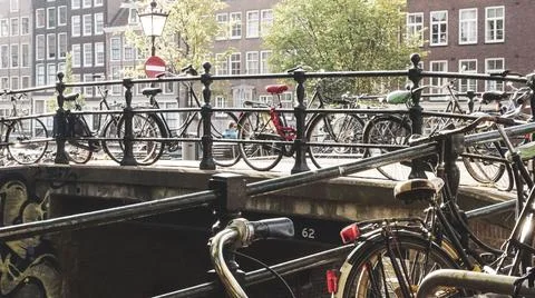 Bikes on a bridge Stock Photos
