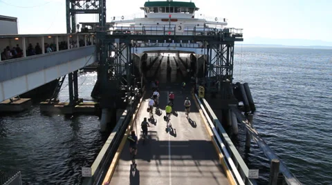 Bikes entering the Ferry in Seattle Video stock 39411011