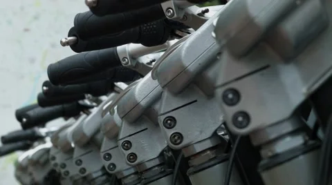 Bikes. Frame close up, steering wheel Stock Footage 66458356