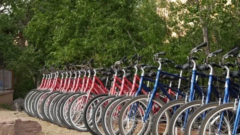 Bikes pan 1 Stock Footage