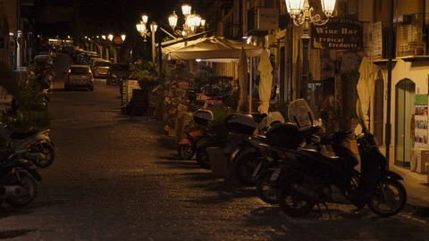Bikes Parked outside in Cefalu Stock Footage 88530764