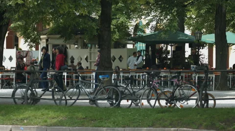 Bikes parked in the park in Munich Stock Footage 54229376