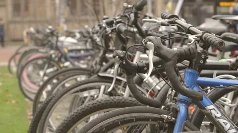Bikes parked in a Stand Video stock 53244986