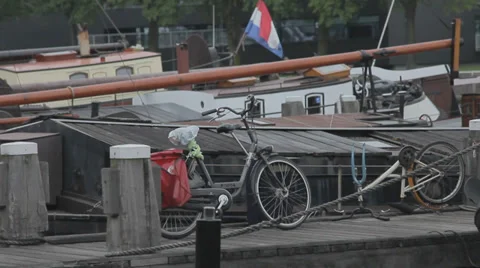 Bikes on the pier Stock Footage 36736673