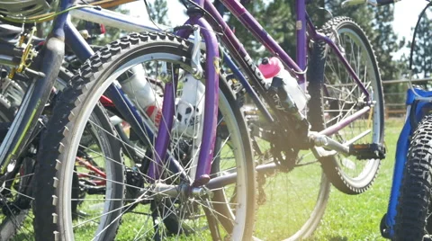 Bikes on rack Stock Footage 51595331