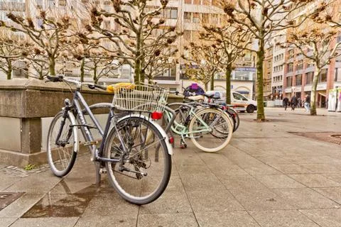 Bikes on a rack 스톡 사진