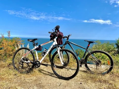 Bikes by the sea Stock Photos