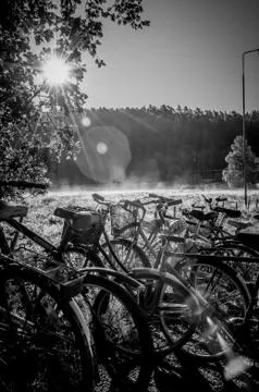 Bikes at sunrise Stock Photos
