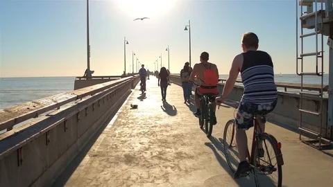 Bikes on Venice Pier Stock Footage 99522195