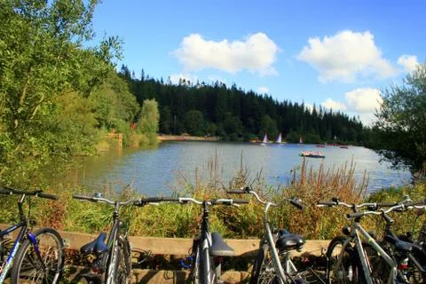 Bike's View of a Lake Stock Photos