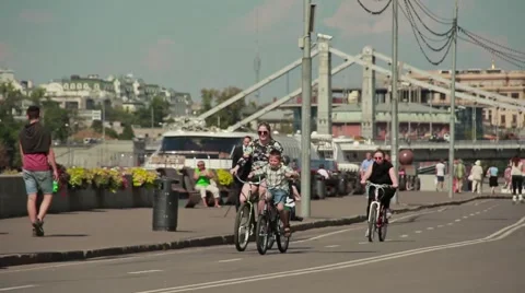 Biking along the waterfront Stock Footage 52980545