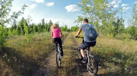 Biking bicycles Stock Footage