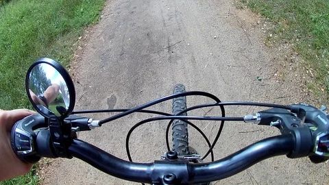 Biking on a forest road. Video stock 93304431