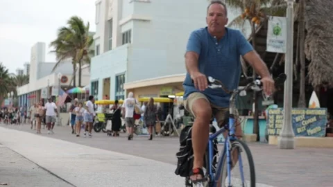 Biking at Hollywood Beach Stock Footage 235728055