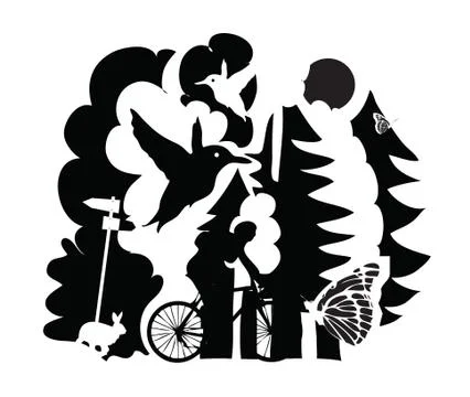 Biking in nature Stock Illustration
