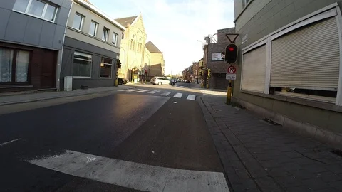 Biking through the city in evening sunlight 2 Stock Footage 96750054