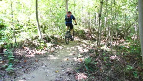 Biking on a trail in WV Stock Footage 8666447