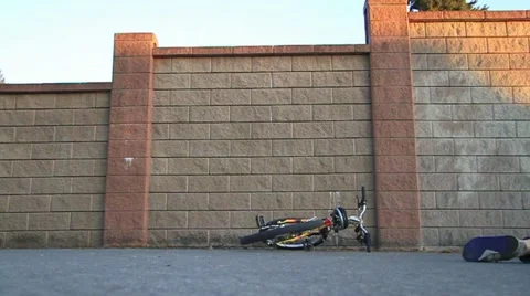 Biking into Wall Stock Footage 17470627