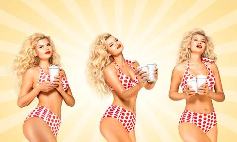 Bikini and coffee. Stock Photos