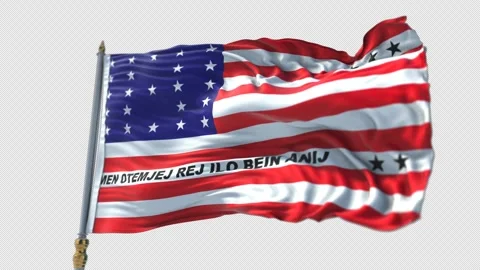 Bikini Atoll Flag on a flagpole Waving on Transparent Alpha Background Stockbeeldmateriaal 292103960