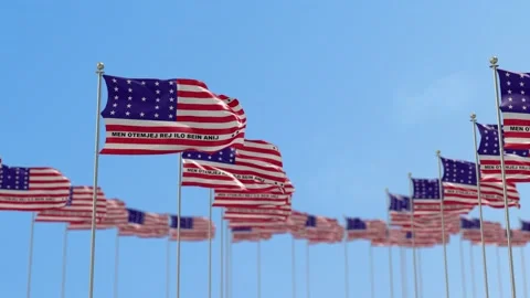 Bikini Atoll Row Of Flags3D Animation Stock-Footage 148630805