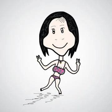 Bikini cartoon sketch Illustrazione stock
