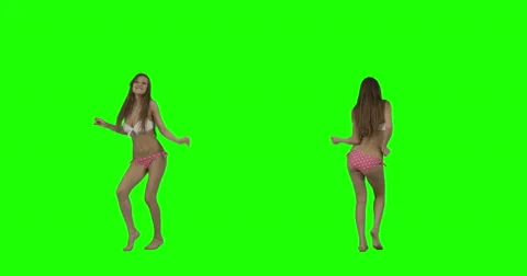 Bikini Dance on Green Screen | Stock Video