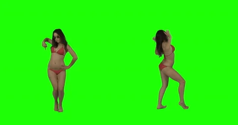 Bikini Dance on Green Screen Video stock 40638845