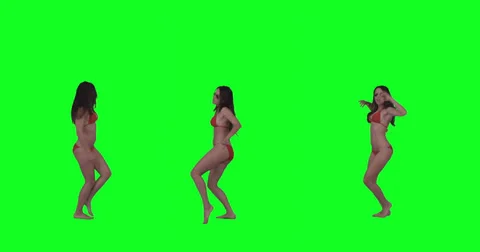 Bikini girl dancing. Green Screen. 4k | Stock Video