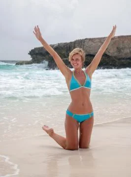 Bikini Girl Sea beach Stock Photos