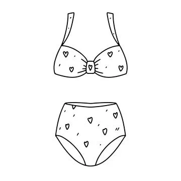 Bikini in hand drawn doodle style. Coloring book for children. Stock Illustration