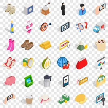 Bikini icons set, isometric style Stock Illustration