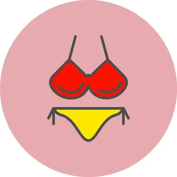Bikini Line Filled Circle Icon Stock Illustration