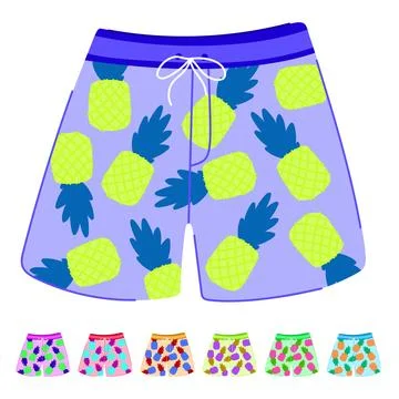 Bikini swimsuit men vector cartoon graphic Stock Illustration