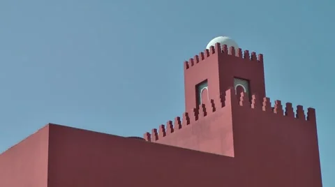 Bil Bil castle Andalucia red building deep blue sky architecture Stock Footage 48465893