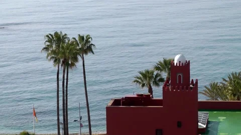 Bil Bil castle Arabic style architecture Andalucia red building Stock Footage 48465792