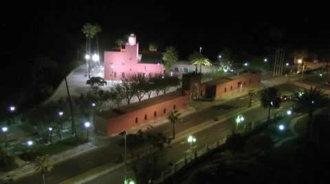 Bil Bil castle night lit up night movement architecture Stock Footage 48641353
