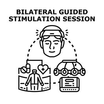 Bilateral brain stimulation session for mental health therapy Stock Illustration