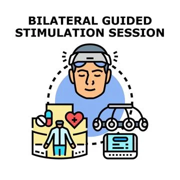 Bilateral brain stimulation session for mental health therapy Stock Illustration
