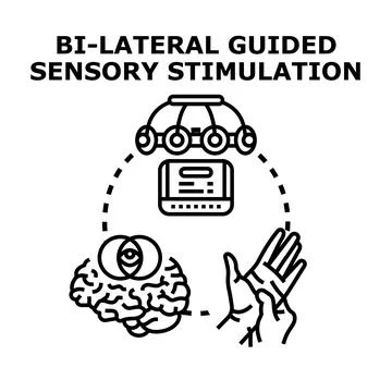 Bilateral guided sensory stimulation therapy concept Stock Illustration