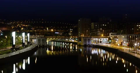 Bilbao - Bridge with River - Time Lapse.mp4 Stock Footage 63195088