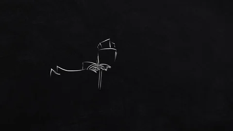 Bilbao skyline - self-drawing lines on blac Stock Footage 109202615
