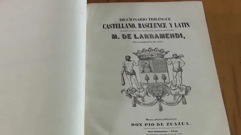 Bilbao, spain; 07 17 2023: antique trilingual dictionary of spanish basque Stock Footage 340005251